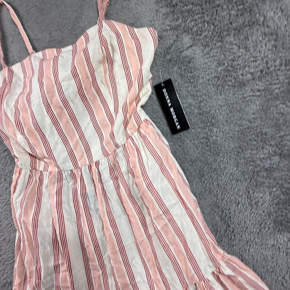 Donna Morgan Womens 8 Striped Maxi Dress Tiered Spaghetti Strap Linen Blend NWT - Picture 4 of 8
